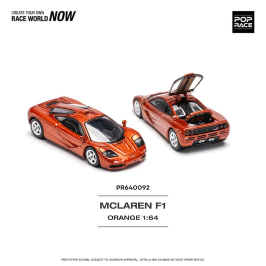 PRE ORDER STOCKS DUE NOVEMBER / DECEMBER 2024 1/64 POP RACE PR640092 MCLAREN F1 ORANGE