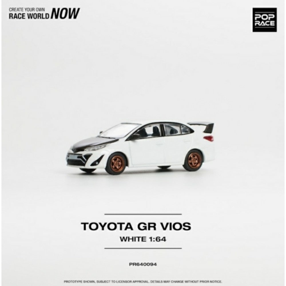 THIS ITEM IS AVAILABLE TO ORDER FROM OUR SUPPLIER - 1/64 POP RACE  PR640094 TOYOTA GR VIOS WHITE