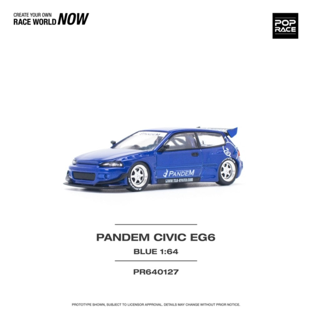 1/64 POP RACE PR640127 HONDA PANDEM CIVIC EG6 V1.5 METALLIC BLUE