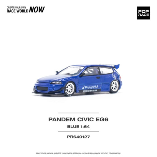 1/64 POP RACE PR640127 HONDA PANDEM CIVIC EG6 V1.5 METALLIC BLUE