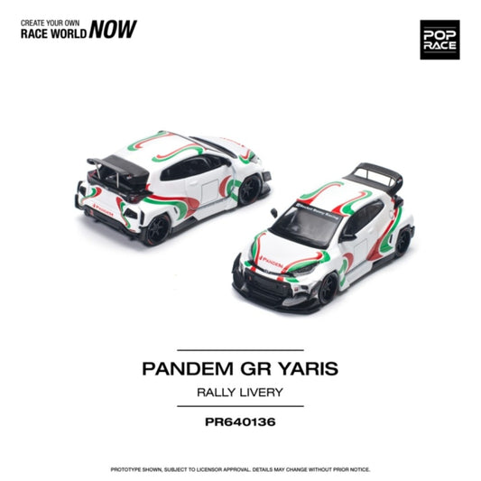 PRE ORDER STOCKS DUE JANUARY / FEBRUARY 2025 1/64 POP RACE PR640136 TOYOTA PANDEM GR YARIS RALLY LIVERY