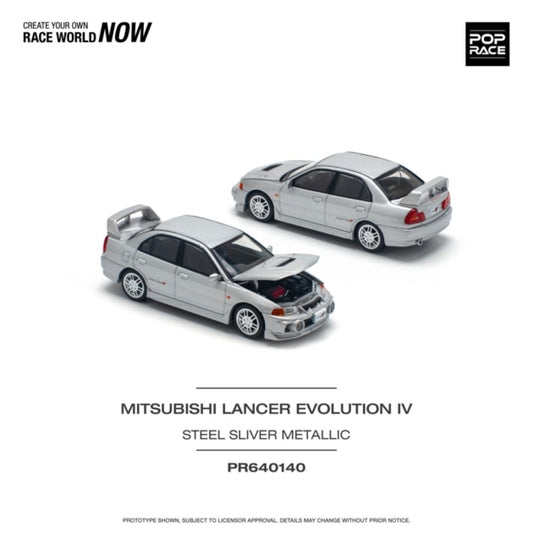 1/64 POP RACE PR640140 MITSUBISHI LANCER EVOLUTION IV STEEL SILVER