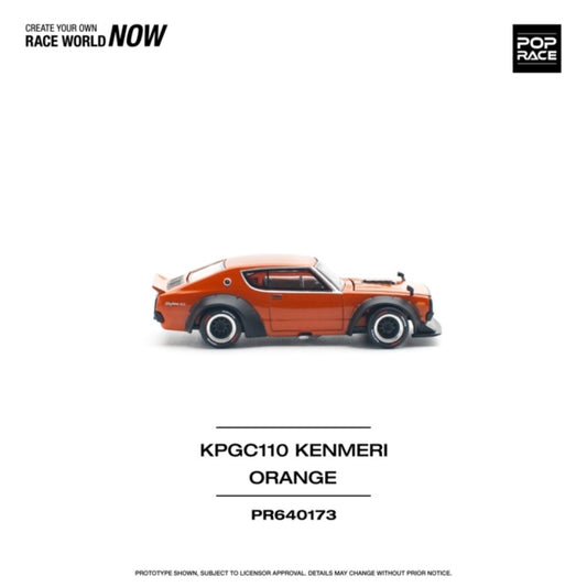 PRE ORDER STOCKS DUE FEBRUARY / MARCH 2025 1/64 POP RACE PR640173 NISSAN SKYLINE GT-R V8 DRIFT (KENMERI) ORANGE