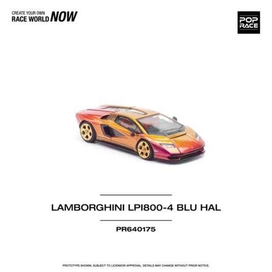 PRE ORDER STOCKS DUE MARCH / APRIL 2025 1/64 POP RACE PR640175 LAMBORGHINI COUNTACH LP 800-4 BLU HAL