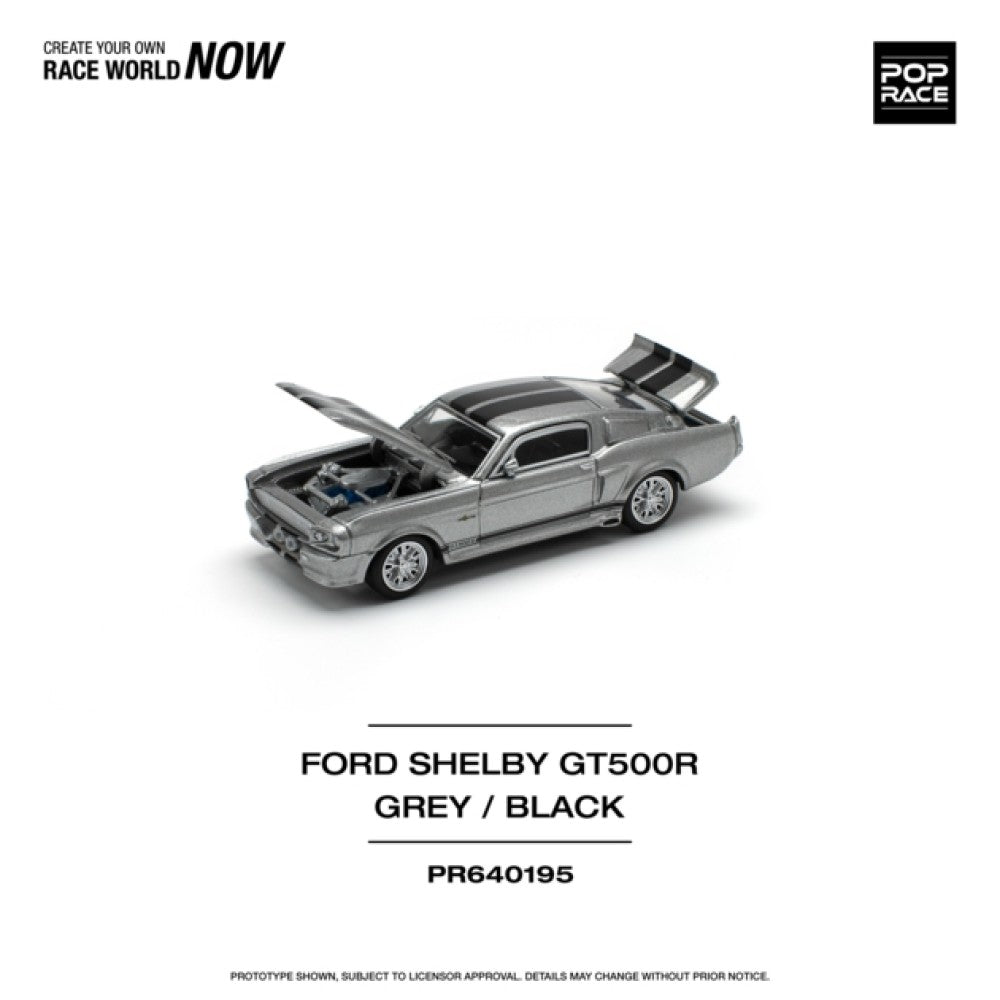 PRE ORDER STOCKS DUE APRIL / MAY 2025 1/64 POP RACE PR640195 FORD SHELBY MUSTANG GT500 1967 GREY/BLACK