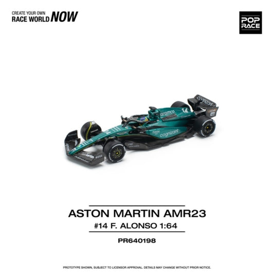 PRE ORDER STOCKS DUE APRIL / MAY 2025 1/64 POP RACE PR640198 ASTON MARTIN AMR23 F1 NO.14 F.ALONSO