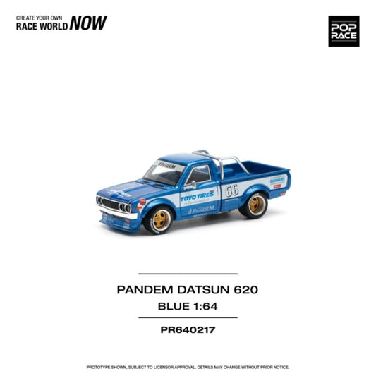 PRE ORDER STOCKS DUE MAY / JUNE 2025 1/64 POP RACE PR640217 PANDEM DATSUN 620 BLUE NEW TOOLING