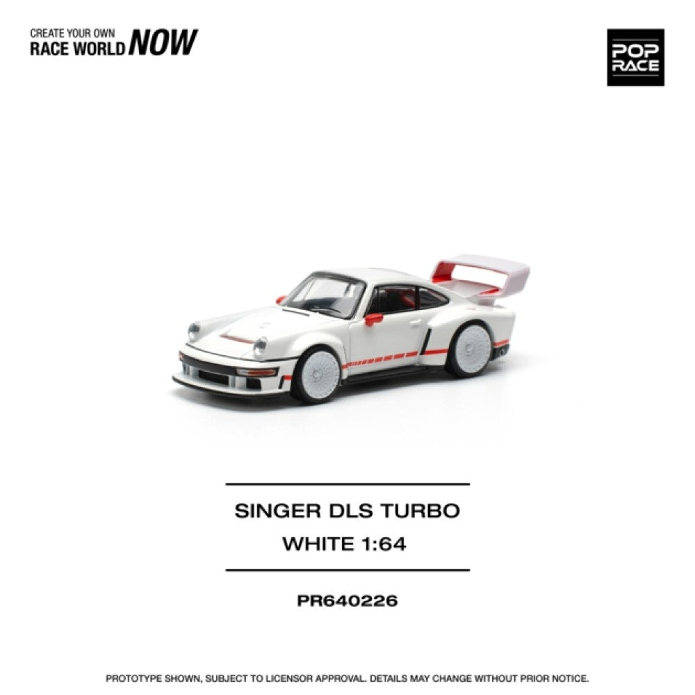 PRE ORDER STOCKS DUE MAY / JUNE 2025 1/64 POP RACE PR640226 SINGER DLS TURBO (TRACK) WHITE