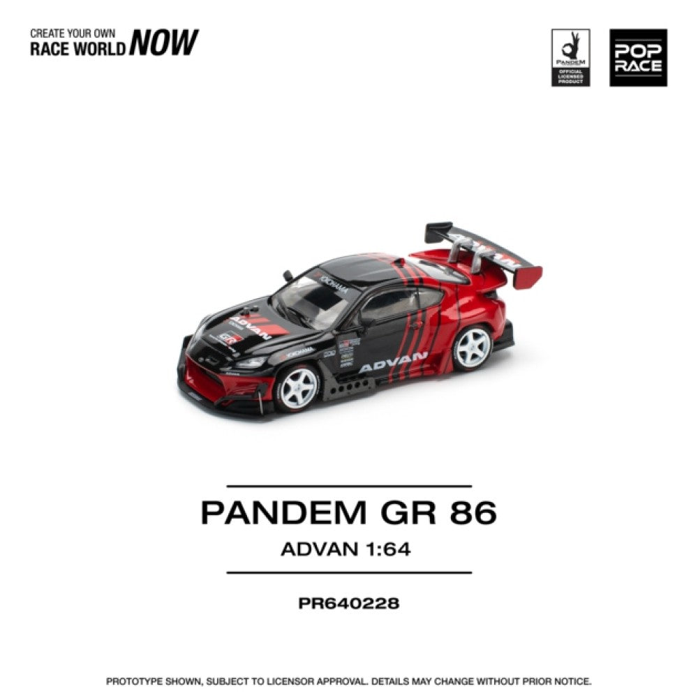 PRE ORDER STOCKS DUE NOVEMBER / DECEMBER 2025 1/64 POP RACE PR640228 TOYOTA PANDEM GR86 - ADVAN