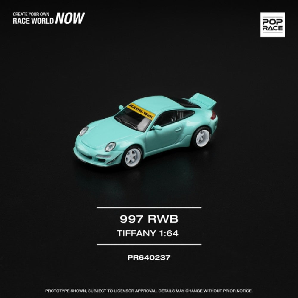 PRE ORDER STOCKS DUE AUGUST / SEPTEMBER 2025 1/64 POP RACE PR640237 RWB 997 TIFFANY BLUE