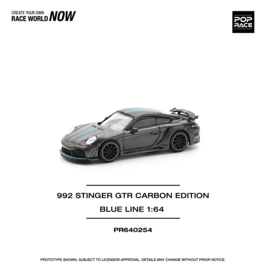 PRE ORDER STOCKS DUE OCTOBER / NOVEMBER 2025 1/64 POP RACE PR640254 STINGER GTR CARBON EDITION (BLUE LINE)