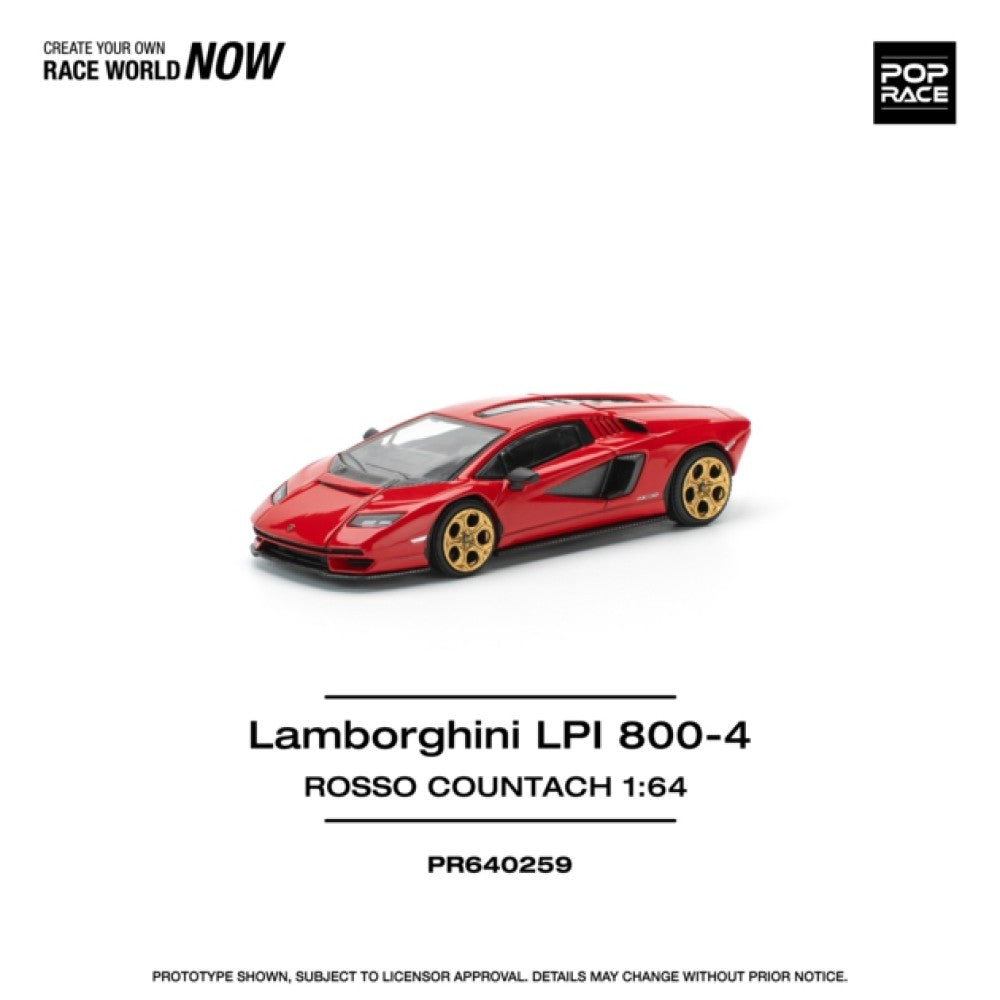 PRE ORDER STOCKS DUE NOVEMBER / DECEMBER 2025 1/64 POP RACE PR640259 LAMBORGHINI COUNTACH LPI-800 - ROSSO