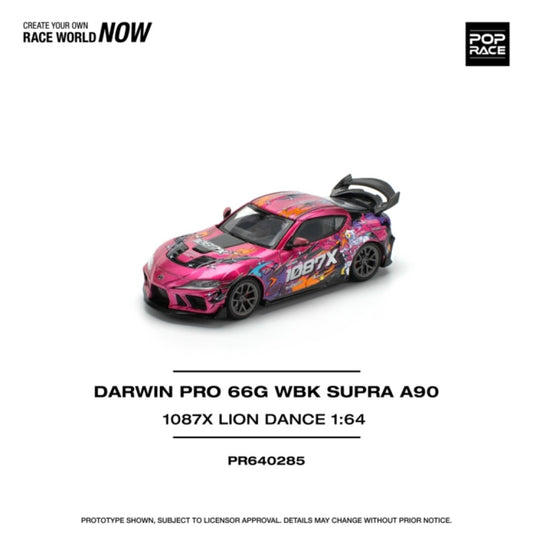 PRE ORDER STOCKS DUE NOVEMBER / DECEMBER 2025 1/64 POP RACE PR640285 TOYOTA DARWIN PRO 66G WBK SUPRA (A90) - 1087X LION DANCE