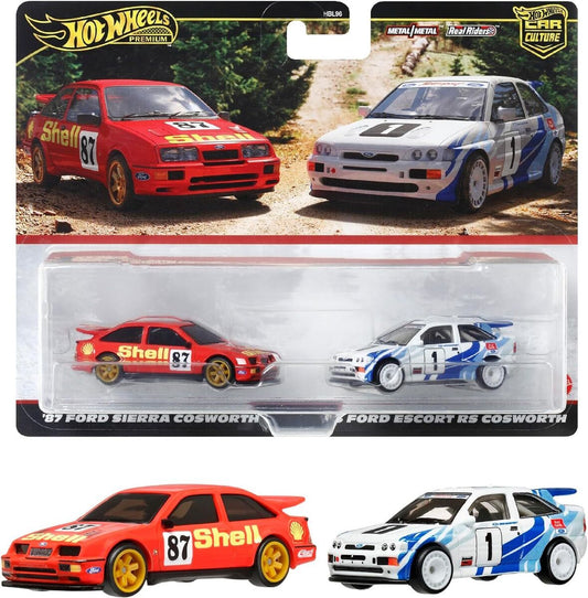 1/64 HOTWHEELS HRR73 PREMIUM TWIN PACK '87 FORD SIERRA COSWORTH AND '93 FORD ESCORT RS COSWORTH