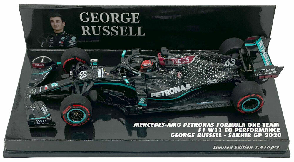 1/43 MINICHAMPS 410201663 MERCEDES AMG PETRONAS FORMULA ONE TEAM W11 EQ PERFORMANCE GEORGE RUSSELL SAKHIR GP 2020