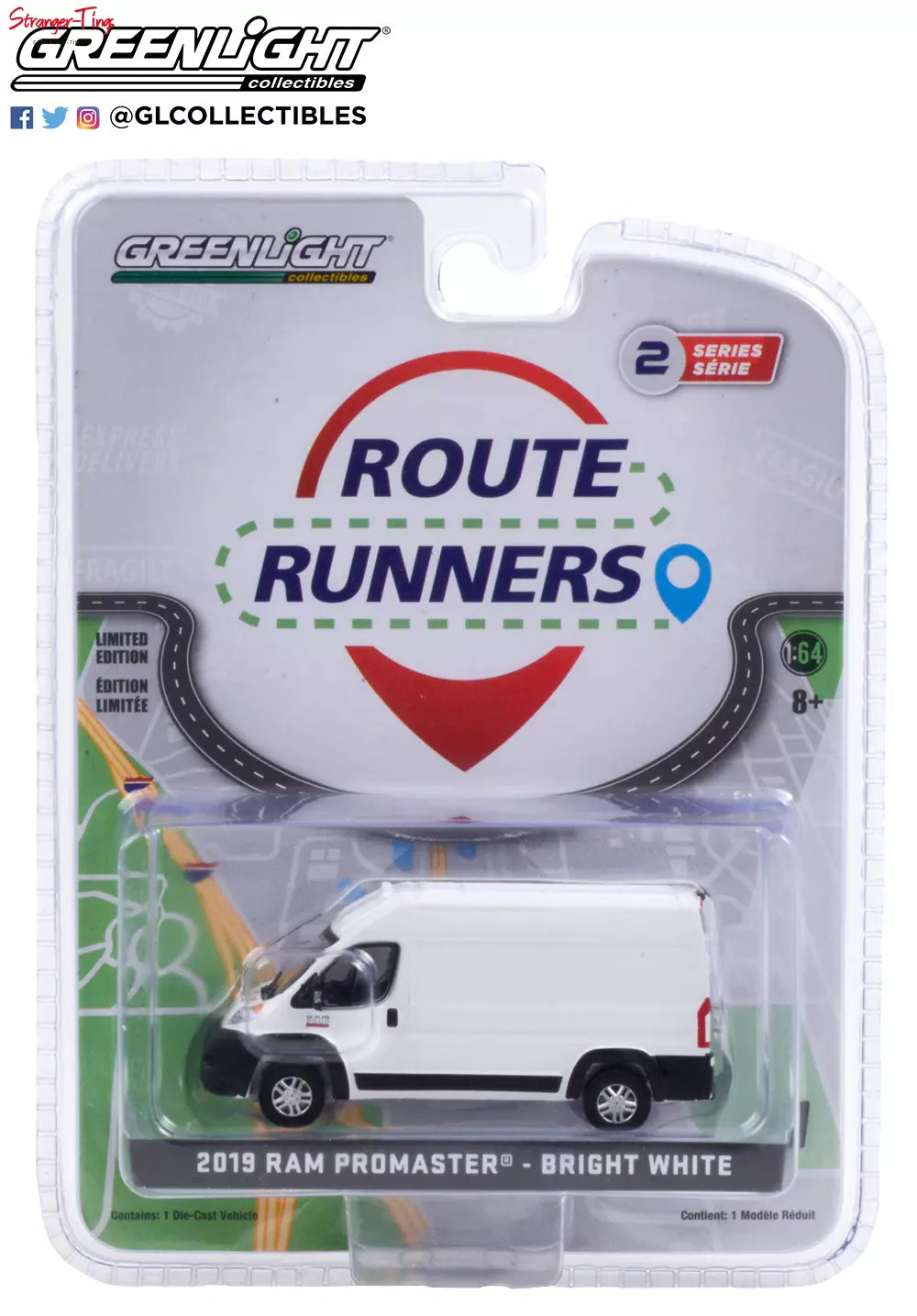 1/64 GREENLIGHT 53020-F ROUTE RUNNERS SERIES 2 - 2019 RAM PROMASTER - BRIGHT WHITE