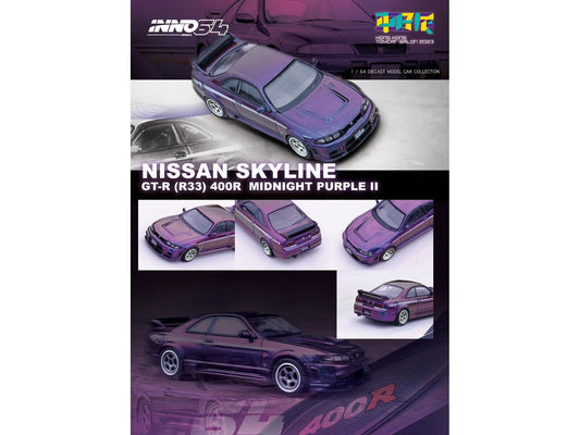 1/64 INNO64 IN64-400R-HKTS23 NISSAN SKYLINE GT-R (R33) NISMO 400R MIDNIGHT PURPLE II HONG KONG TOYCAR SALON 2023 SPECIAL EDITION