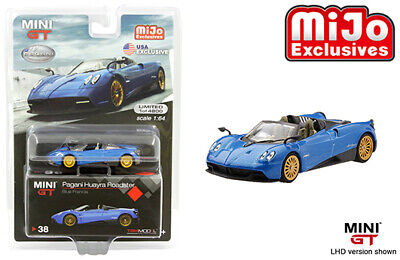 1/64 MINI GT MGT00038-MJ PAGANI HUAYRA ROADSTER BLUE FRANCIA LHD USA MIJO EXCLUSIVE