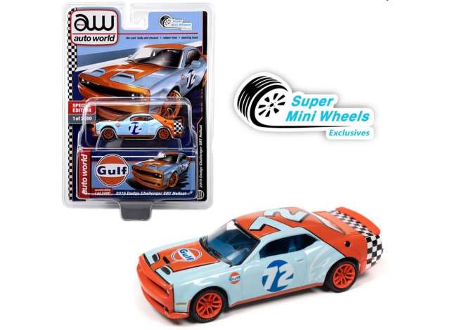 1/64 AUTOWORLD CP7941 2019 DODGE CHALLENGER HELLCAT #72 GULF BLUE / ORANGE