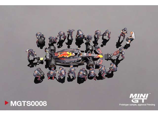 1/64 MINI GT MGTS0008 2022 ORACLE RED BULL RACING RB18 #11 SERGIO PEREZ ABU DHABI GRAND PRIX PIT CREW SET. THIS SET IS INCLUDING 1 MODEL THE MGT00538