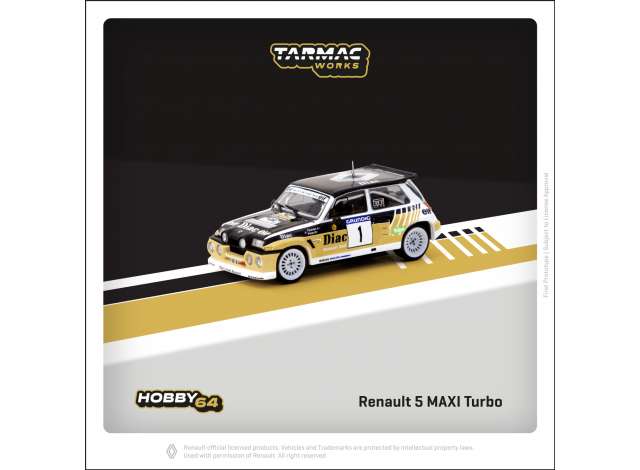 1/64 TARMAC TC-T64TL061-86RDV01 1986 RENAULT 5 MAXI TURBO #1 FRANÇOIS CHATRIOT / MICHEL PÉRINRALLY DU VAR, BLACK/GOLD