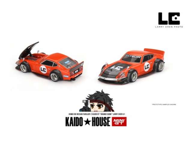 1/64 MINI GT MGTKHMG100 NISSAN FAIRLADY Z *KAIDO GT LARRY CHEN V1 ORANGE BANG*, ORANGE/BLACK