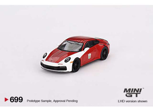 1/64 MINI GT MGT00699-L 2023 PORSCHE 911 (992) CARRERA S SAFETY CAR IMSA DAYTONA 2-TONE, RED/WHITE