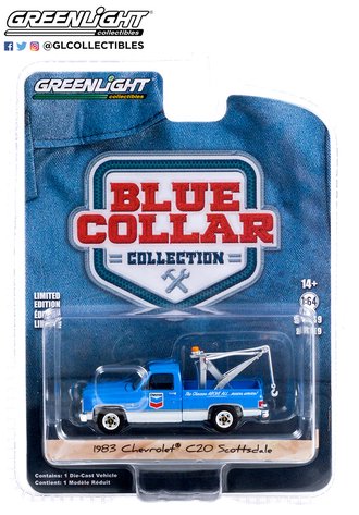 1/64 GREENLIGHT GL35200-D BLUE COLLAR COLLECTION SERIES 9 1983 CHEVROLET C20 SCOTTSDALE RECOVERY TRUCK