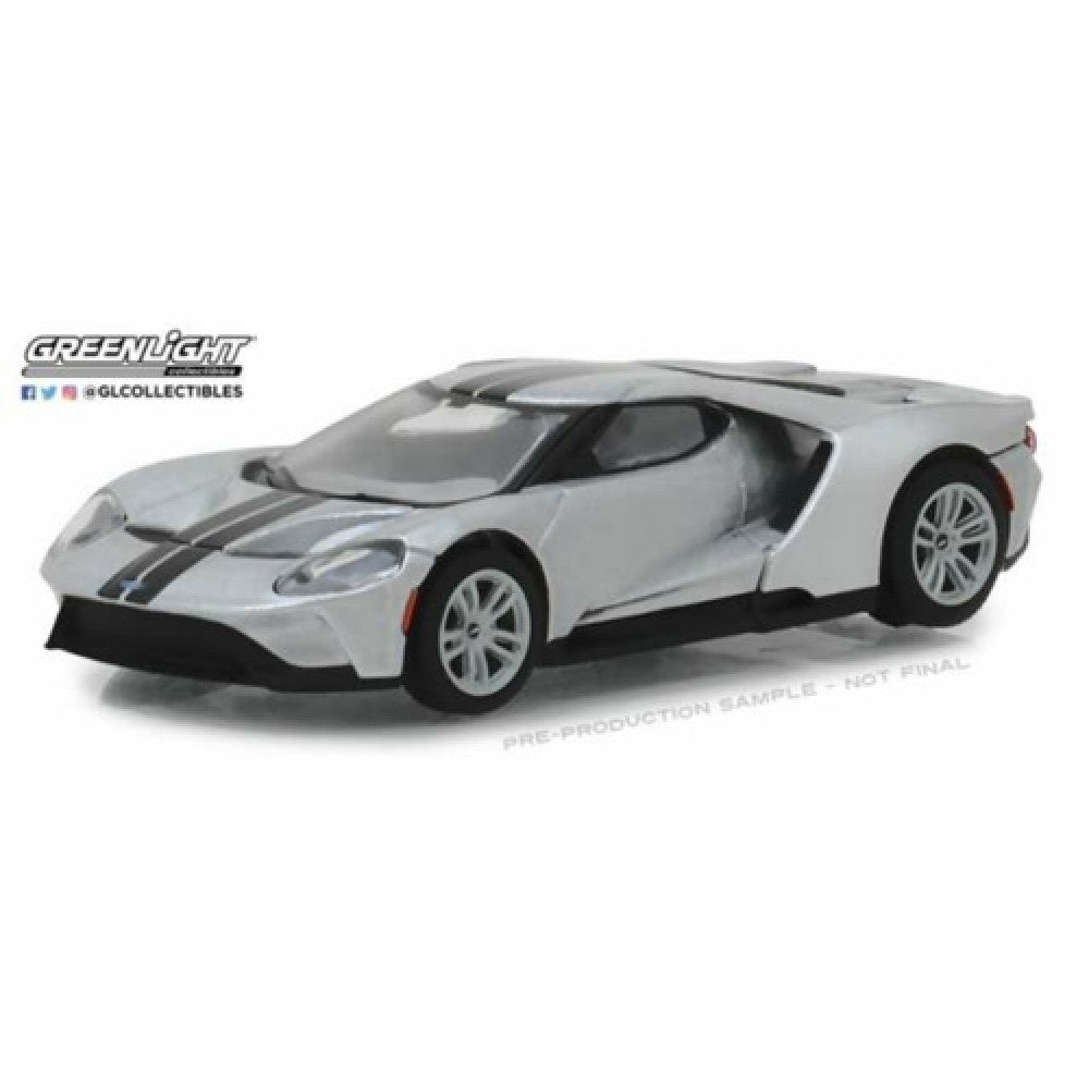 1/64 GREENLIGHT 29992 FORD GT 2017 NO. 48 OF 250 PRODUCED SILVER WITH BLACK STRIPE (HOBBY EXCLUSIVE)