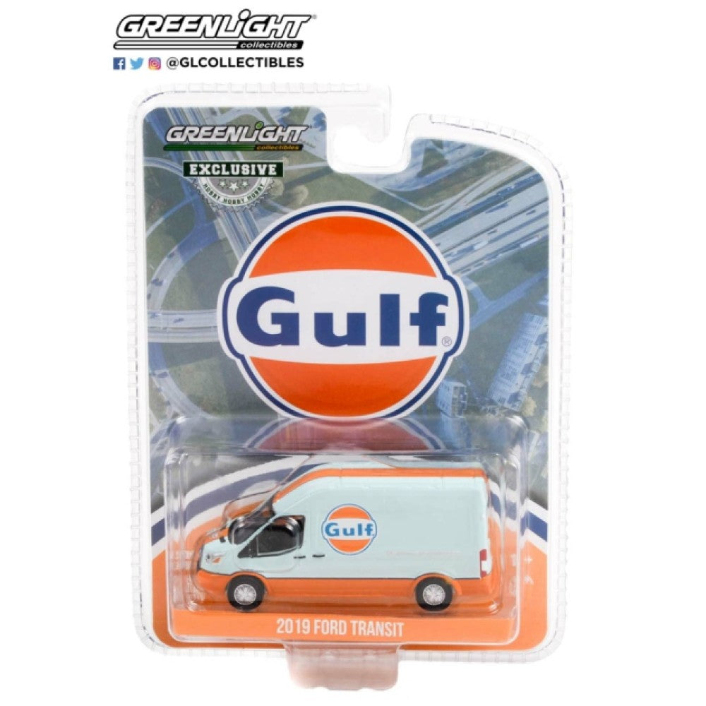 1/64 GREENLIGHT 30260 2019 FORD TRANSIT LWB HIGH ROOF GULF OIL (HOBBY EXCLUSIVE)