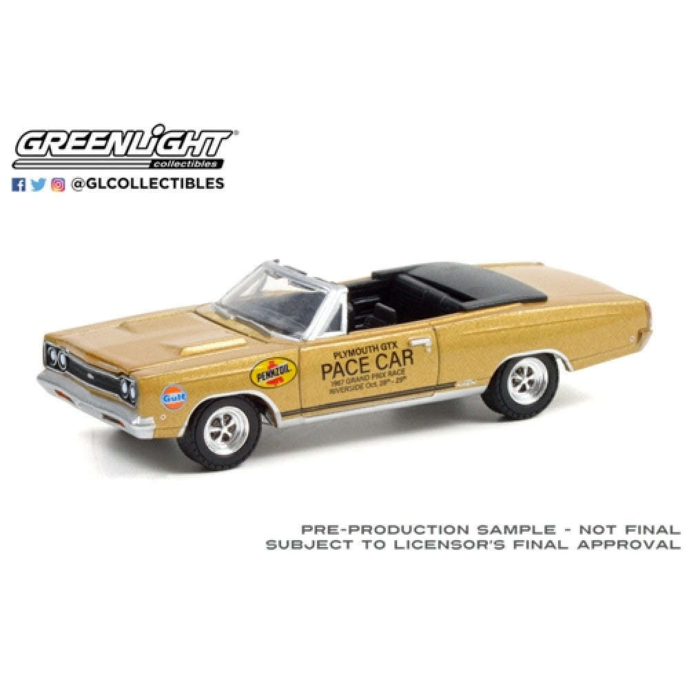 THIS ITEM IS AVAILABLE TO ORDER FROM OUR SUPPLIER - 1/64 GREENLIGHT GL30272 1968 PLYMOUTH GTX 426 HEMI CONV 1967 LA TIMES GRAND PRIX AT RIVERSIDE INT RACEWAY PACE CAR (HOBBY EXCLUSIVE)