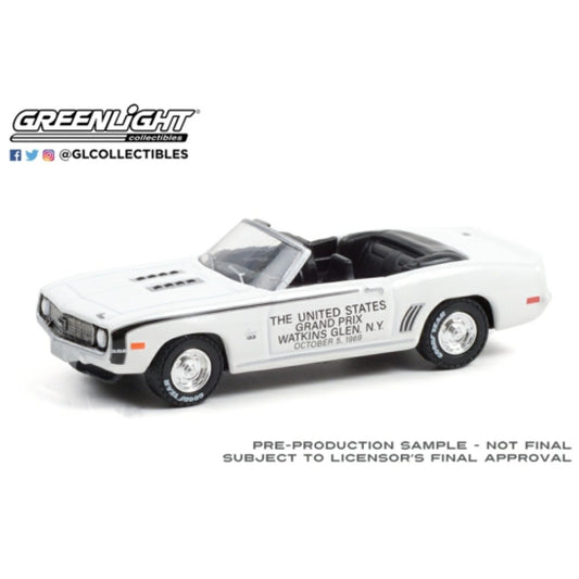 1/64 GREENLIGHT 30274 1969 CHEVROLET CAMARO CONVERTIBLE UNITED STATES GRAND PRIX PACE CAR