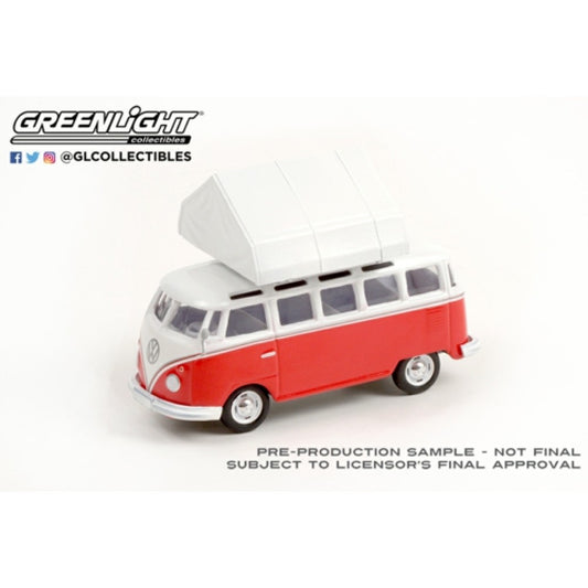 1/64 GREENLIGHT 38010-A THE GREAT OUTDOORS SERIES 1 1964 VW SAMBA BUS WITH TENT