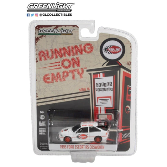 1/64 GREENLIGHT 41140-E RUNNING ON EMPTY SERIES 14 - 1995 FORD ESCORT RS COSWORTH RED LINE