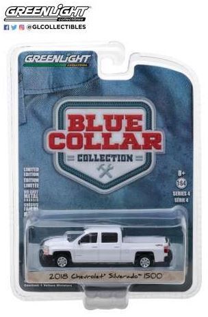 1/64 GREENLIGHT GL35100-F BLUE COLLAR COLLECTION SERIES 4 2018 CHEVROLET SILVERADO 1500 WHITE