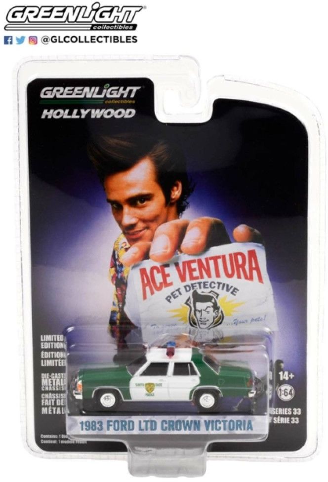 1/64 GREENLIGHT GL44930-B HOLLYWOOD SERIES 33 ACE VENTURA PET DETECTIVE 1983 FORD LTD CROWN VICTORIA