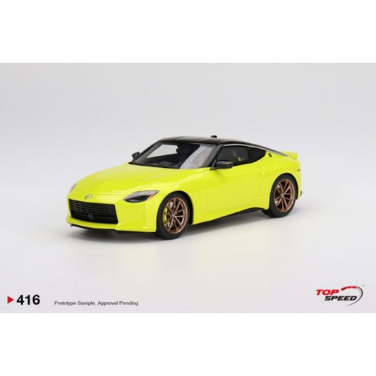 THIS ITEM IS AVAILABLE TO ORDER FROM OUR SUPPLIER - 1/18 TOP SPEED TS0416 NISSAN Z PROTO SPEC 2023 IKAZUCHI YELLOW LHD