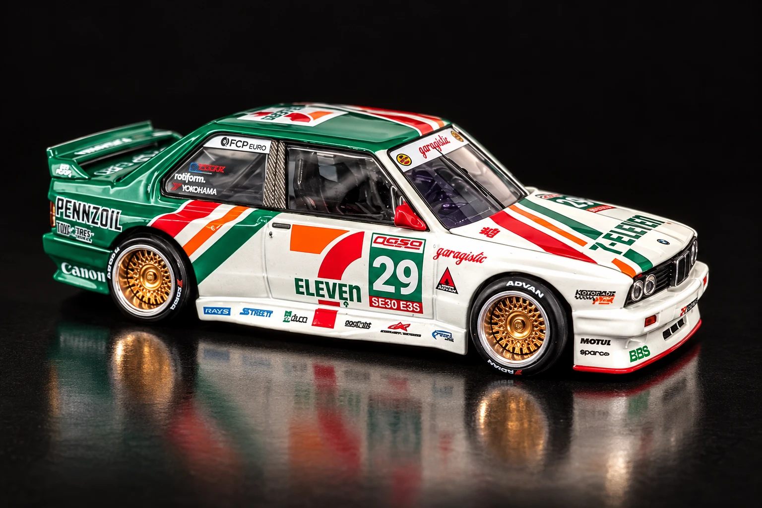 Kaido House BMW M3 Larry Chen in white, green and red with gold wheels